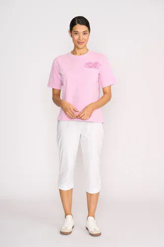 Model wearing White Pant - 3/4, Scoop Cuff By Esplanade Available at Beetees Nelson
